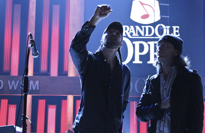 Image of Dan Grimm and Jonathan McEuen at the Grand Ol Opry in Nashville Tennessee 